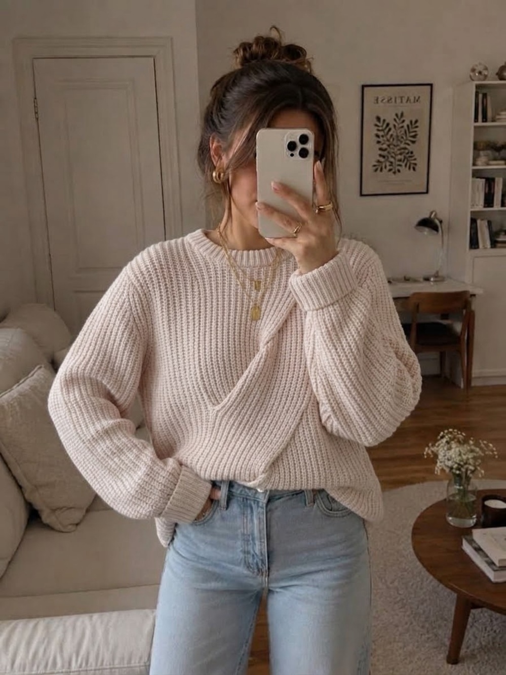 Ted Baker Wool Cashmere Twist Front Rib Knit Sweater Blush Pink US 10 L